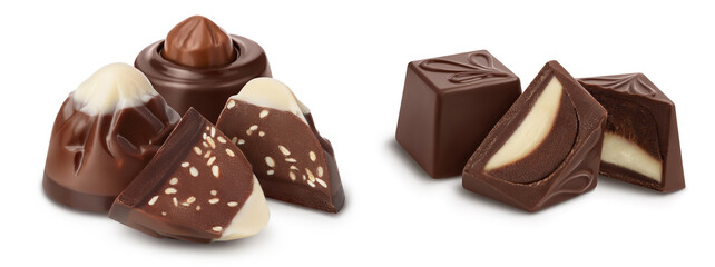 Chocolate candy isolated on white background with full depth of field