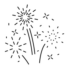Fireworks line icon, outline vector sign, linear pictogram isolated on white. logo illustration. New year, christmas and celebration carnival. Happy new year