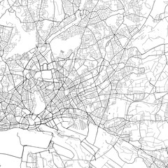 Obraz na płótnie Canvas Area map of Wandsbek Germany with white background and black roads