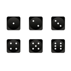Dice black and white, Vector dice with different value. Gambling cubes for online-casino, gambling art.