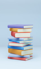 stack of colorful books, 3d render