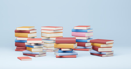 stack of colorful books, 3d render