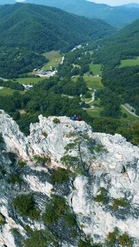 Aerial view of Seneca Rocks in West Virginia, USA