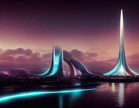 Futuristic Scifi Ultra Modern Hadid Wave Tower