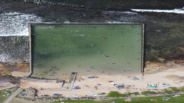 Aerial view of swimming pool over sea in Cronulla beach