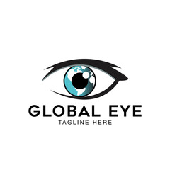 Globe With Eye Logo Vector Template 