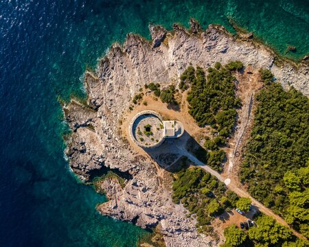 Aerial view of Arza Fortress in Montenegro