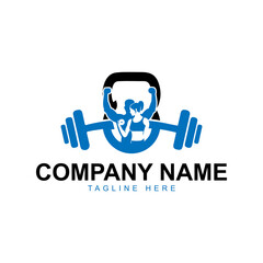 Man Woman Fitness with Kettlebell Logo Vector