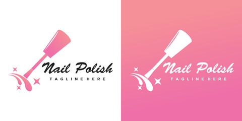 Nail salon icon logo design manicure vector design nail polish and female finger logotype Premium Vector