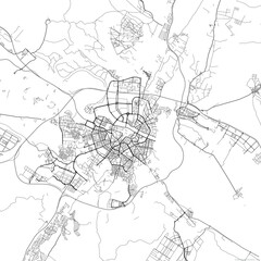 Area map of Zaragoza Spain with white background and black roads