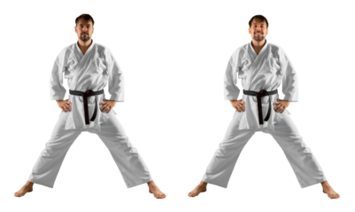 Karate master. Isolated background