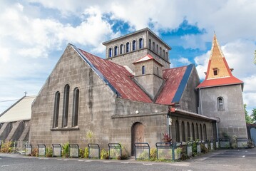 Guadeloupe, church in Vieux-Habitants - obrazy, fototapety, plakaty