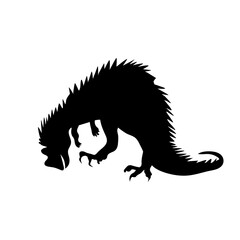Dinosaur silhouette. Dinosaurs and Jurassic dino monsters icons. Vector silhouette of triceratops or T-rex, brontosaurus and stegosaurus, ceratosaurus and parasaurolophus reptile