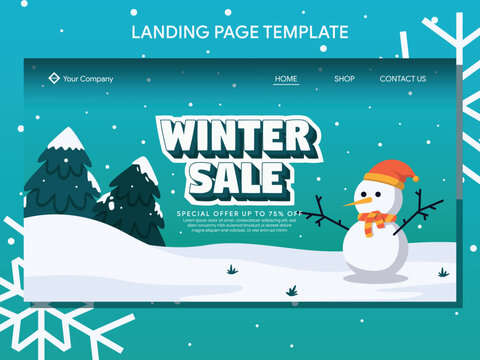winter sale landig page and banner design template