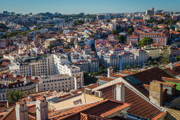 Fototapeta na wymiar Aerial view from St George Castle viewing point in Lisbon, Portugal