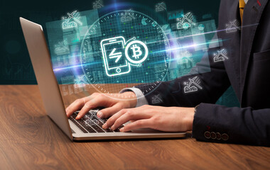 business hand working in stock market