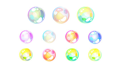Set of colorful bright soap bubbles for hand drawn vector designs