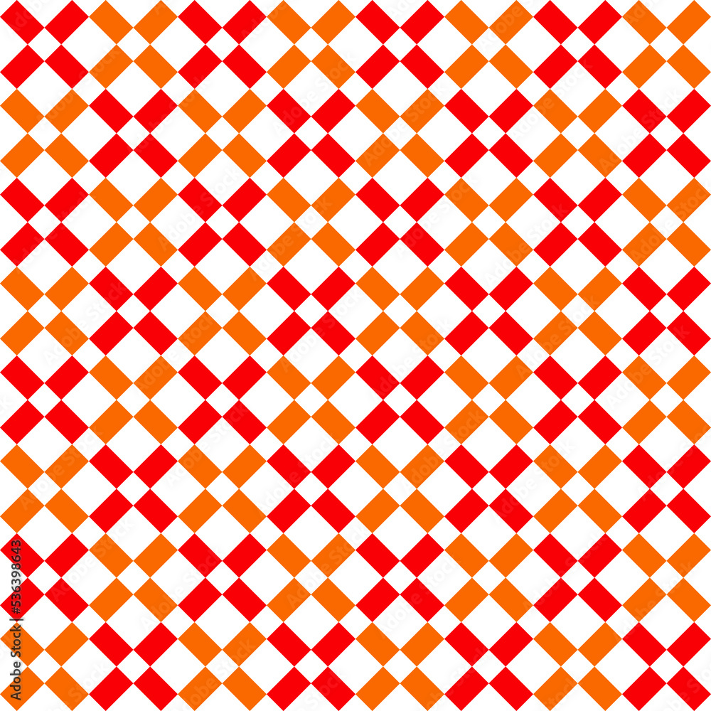 Poster geometry checkered pattern seamless red and orange transparent background