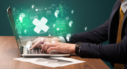 hand browsing on the internet for medical issues