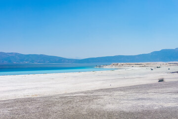 Lake Salda, Burdur. The lake is famous for its white sands and turquoise waters and it’s called “Maldives of Turkey”.
