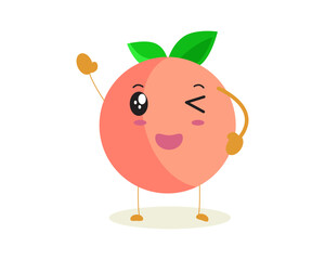 Happy smiling cute peach. Peach fruit cute cartoon doodle sketch illustration.