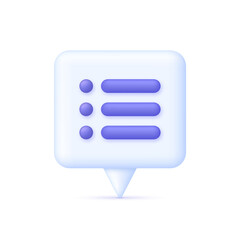 3D Menu icon and Speech Bubble. Menu pictogram. Can be used for many purposes.
