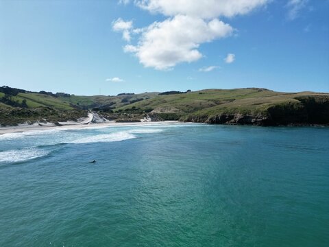 Beautiful peninsula in Dunedin New Zealand on a sunny day