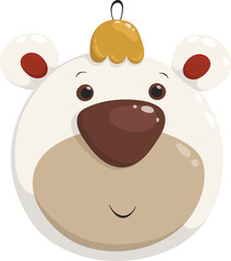 Christmas tree toys bear, flat illustration png