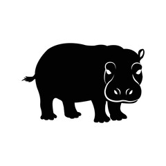 Wildlife zoo animals Hippopotamus icon | Black Vector illustration |