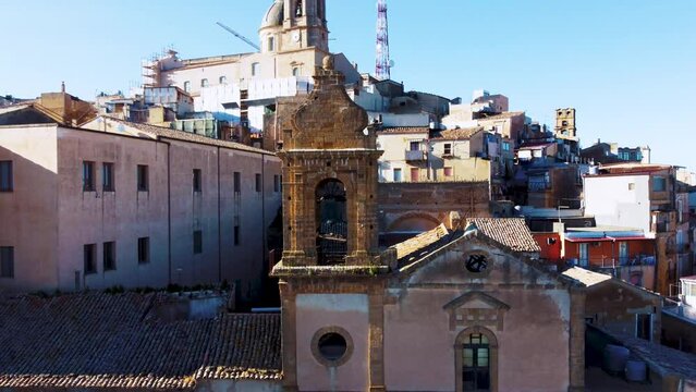 Aerial view of Chiesa di Santa Maria del Gesu church, Caltagirone, Sicily, Italy