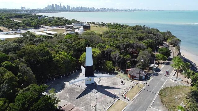 Bird's eye view of Cabo Branco Lighthouse in Joao Pessoa, Paraiba, Brazil
