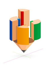 Pencil business diagram with colored sectors.