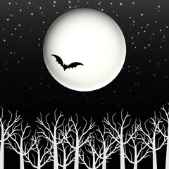 Naklejka premium Spooky mystic card with full Moon