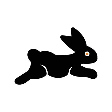 Domestic pet animals rabbit icon | Black Vector illustration |