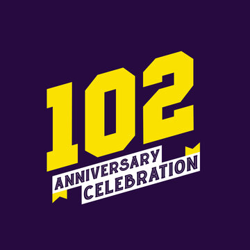 102nd Anniversary Celebration vector design, 102 years anniversary