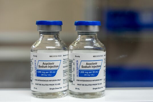 Closeup shot of Aciclovir treating virus infections