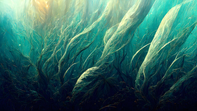 Hyper-realistic illustration of the underwater for wallpapers and backgrounds