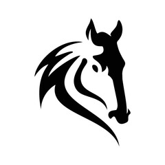Silhouette round head horse vector icon on the modern flat style for we