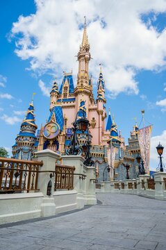 Vertical Shot Of The Cinderella Castle In The Walt Disney World