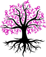 breast cancer tree vector, healthcare icon