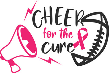 Cheer for The Cure vector - Cancer awareness and american football