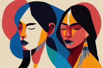 Colorful illustration of an Indigenous women's portrait