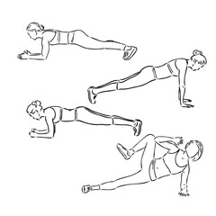 the vector illustration of the fit athlete doing plank exercise
