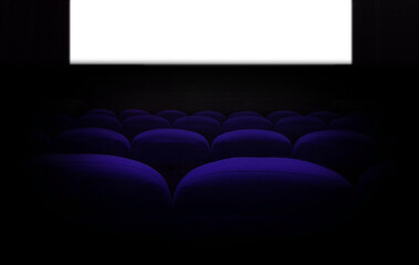 映画館のスポットライトで浮かぶ青の席