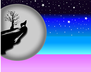 Naklejka premium moon wolf