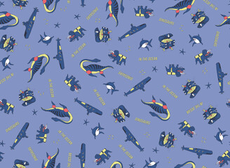 dinosaurs underwater pattern