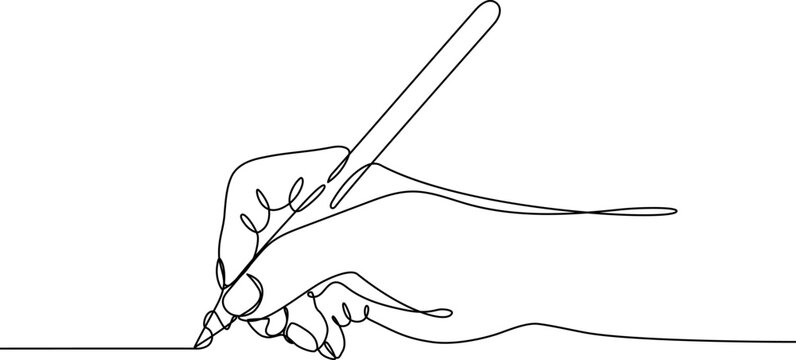 Hand writing continuous line drawing