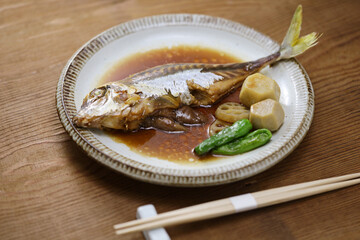 simmered gimma (short-nose tripod fish, silver horse-fish, helicopter fish), Japanese cuisine