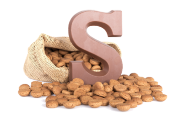 Jute bag with ginger nuts and chocolate; a Dutch tradition at Sinterklaas event in december