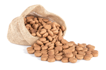 Jute bag with ginger nuts. Typical Dutch candy for Sinterklaas event in december